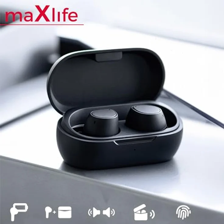 FOREVER Maxlife MXBE-04 TWS, Kabellose Bluetooth 5.3 In-Ear Ohrhörer mit Touch-Steuerung und Tragbarem Ladecase, Schwarz – Bild 2