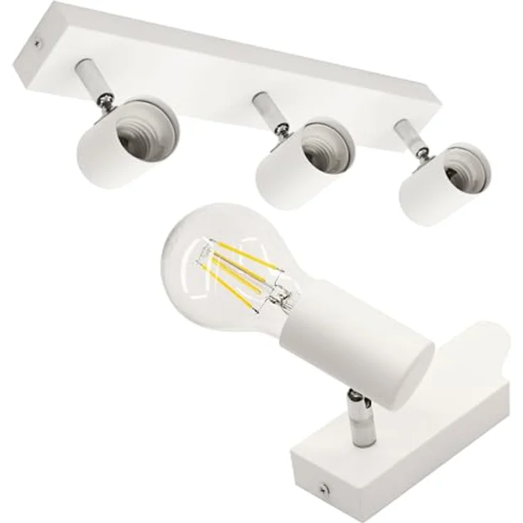 max K O M F O R T LED Deckenleuchte weiß | 3x E27 Fassung 3-flammig | schwenkbar Deckenlampe Deckestrahler Deckenspot Wandleuchte – Bild 3