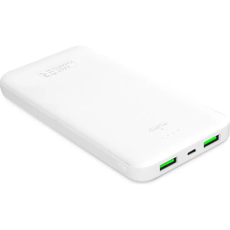 PURO PUROPBPW1002A1CW Powerbank Weiß, 10000 mAh, Fast Charge-Technologie
