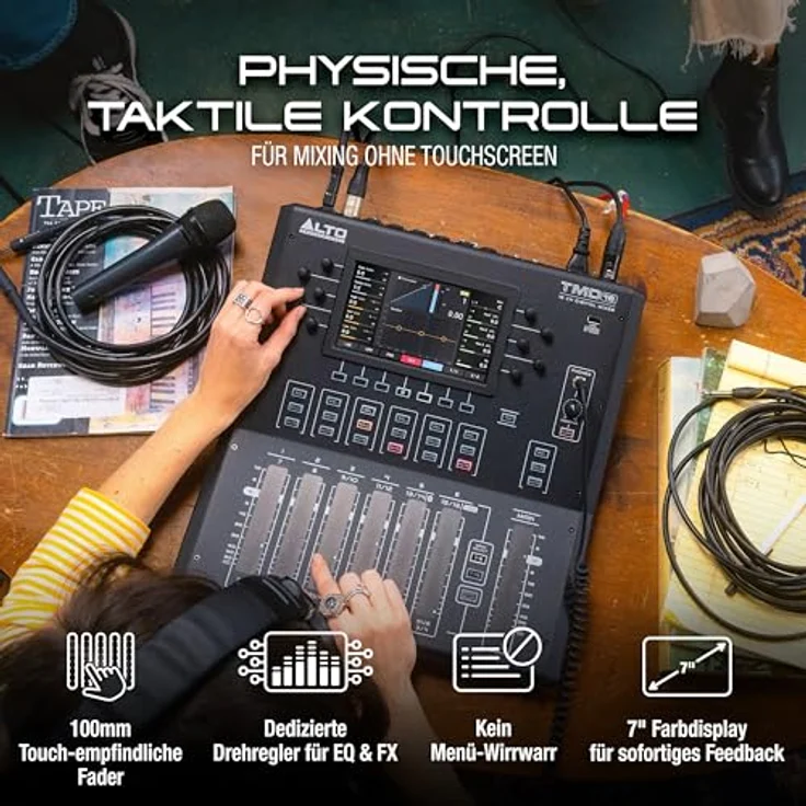 Alto TMD 16, 16-Kanal-Digitalmixer mit 100mm Touchfadern, 7"-Farbdisplay, Bluetooth-Streaming und 2x2 USB-Interface – Bild 4