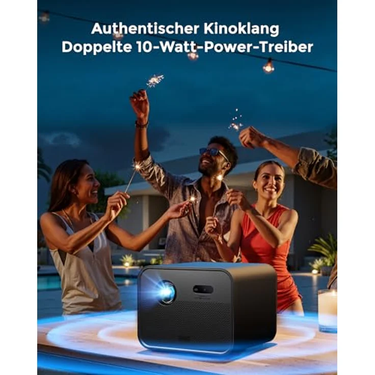 Ultimea Projektor Poseidon E100 DLP, Full HD Beamer mit 1800 lm Helligkeit, 1.2:1 Projektionsverhältnis, Schwarz – Bild 4