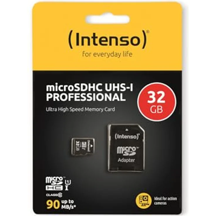 Intenso Professional microSDHC UHS-I Class 10 32GB Speicherkarte inkl. SD-Adapter (bis 90Mbps) schwarz – Bild 2