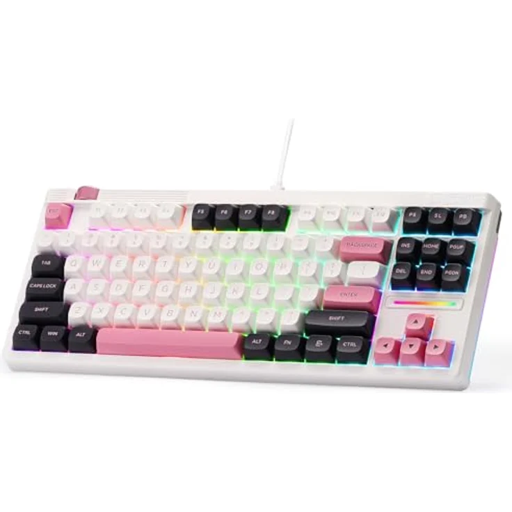 Redragon K729 RGB-Gaming-Tastatur, 80% TKL mit 87 Tasten, kabelgebunden, PBT-Tastenkappen, linearer Schalter, US-Layout, 5-lagige Geräuschdämpfung, einstellbare Beleuchtung und Mediensteuerung – Bild 1
