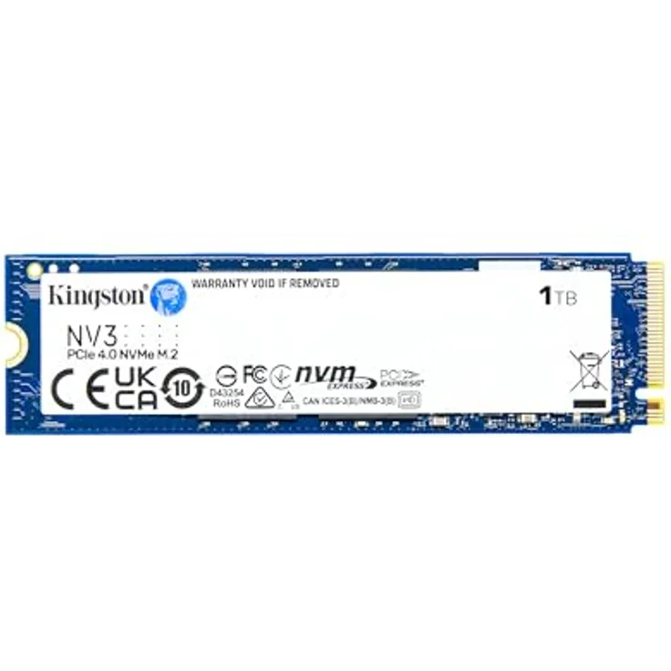 Kingston NV3 NVMe PCIe 4.0 Interne SSD 1TB M.2 2280-SNV3S/1000G, Gen 4x4 NVMe PCIe-Leistung, Schwarz