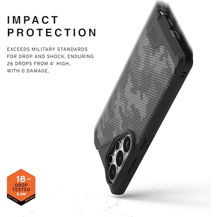URBAN ARMOR GEAR Metropolis LT Case für Samsung Galaxy S26 Ultra, stoßabsorbierende Hülle in Micro Hex Camo Graphite, kompatibel mit Wireless Charging (Qi) und magnetischer Aufladung, Militärstandard zertifiziert – Bild 3