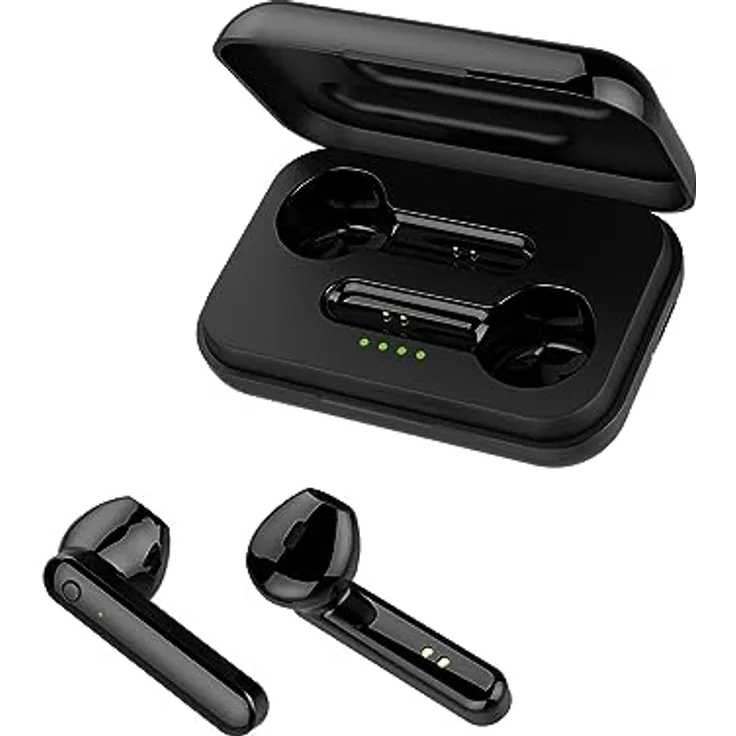 FOREVER TWE-110 Earp Bluetooth-Kopfhörer mit Ladetasche schwarz TWS Touch-Control Integriertes Mikrofon In-Ear Ohrhörer Kabellos Headset Mit Powerbank