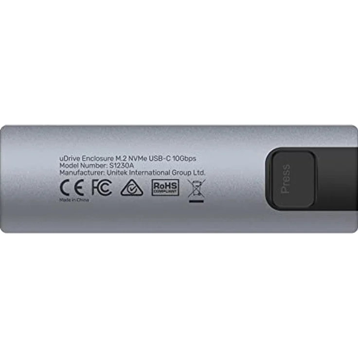 Unitek M.2 NVMe/SATA 10Gbps-Laufwerksgehäuse | S1230A | USB-C-Anschluss | Unterstützt M- oder B+M-Laufwerke | Gehäuse aus Aluminium-Legierung | Farbe: Space Gray – Bild 3