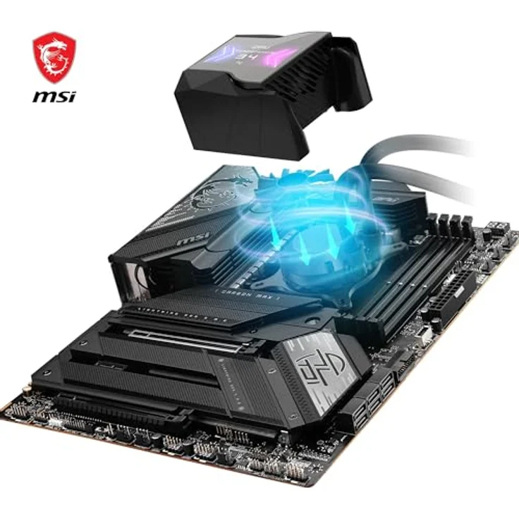 MSI MPG CORELIQUID D240 60-mm-Flüssigkeitskühler-CPU, 2 x 120-mm-ARGB-Lüfter, Verdunstungsschutzschläuche, GI-Kühlung — kompatibel mit AMD- und Intel-Sockeln, Mystic Light-fähig – Bild 5