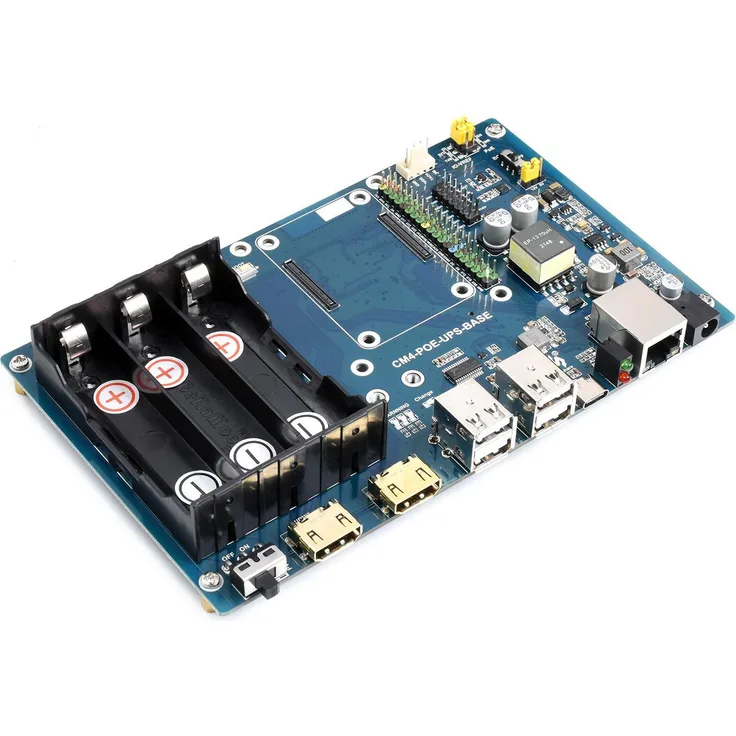 Sertronics WaveShare PoE UPS Mini-Computer Kit für Raspberry Pi Compute Module 4, Gigabit Ethernet, Dual HDMI, Quad USB 2.0, Aluminiumgehäuse mit Lüfter
