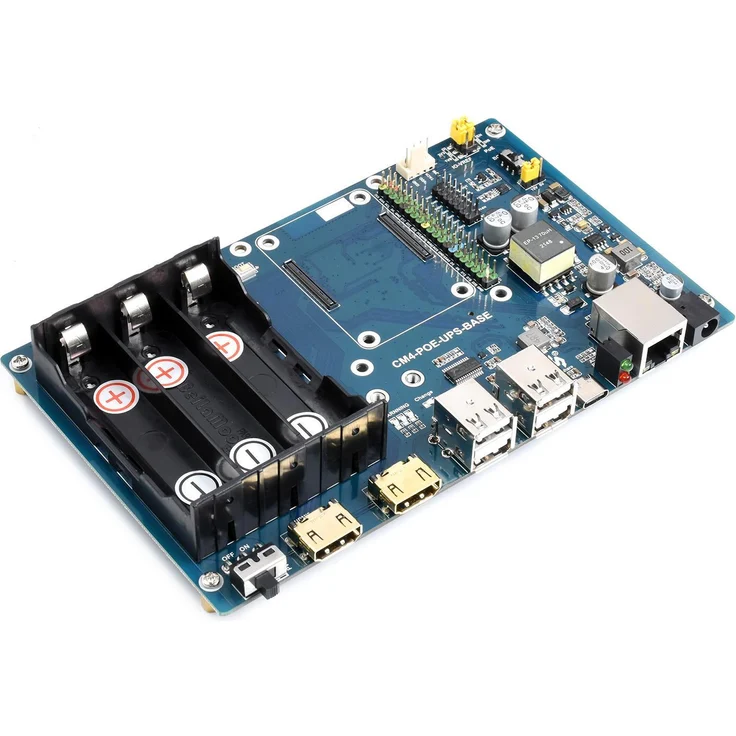 Sertronics WaveShare PoE UPS Mini-Computer Kit für Raspberry Pi Compute Module 4, Gigabit Ethernet, Dual HDMI, Quad USB 2.0, Aluminiumgehäuse mit Lüfter