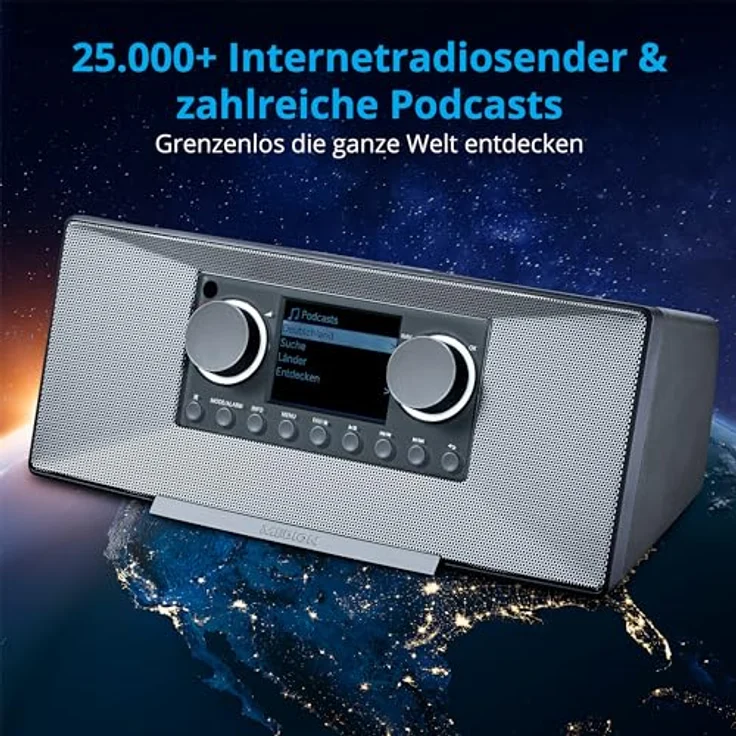 MEDION P85333 Internetradio mit DAB+ (WLAN, UKW, Spotify Connect, Amazon Music, DLNA, USB, Kopfhörer-Anschluss, AUX, Stereo Line-Out Cinch, Sleep Timer) grau – Bild 2