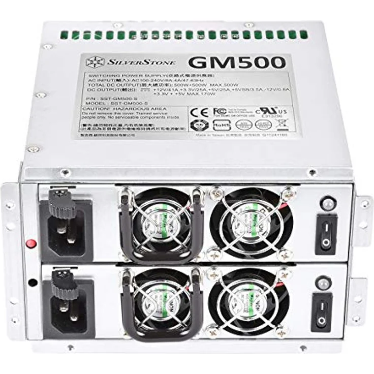 SilverStone GM500-S, Redundantes Mini-Netzteil 80 Plus Silver, 500W + 500W, kompaktes Design mit Hot-Swapping-Funktion – Bild 2
