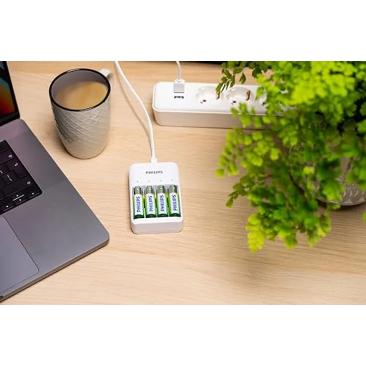 Philips Batterieladegerät - USB-Anschlüsse - Inkl. AA-Batterien und AAA-Batterien - Akku Ladegerät Universal – Bild 3