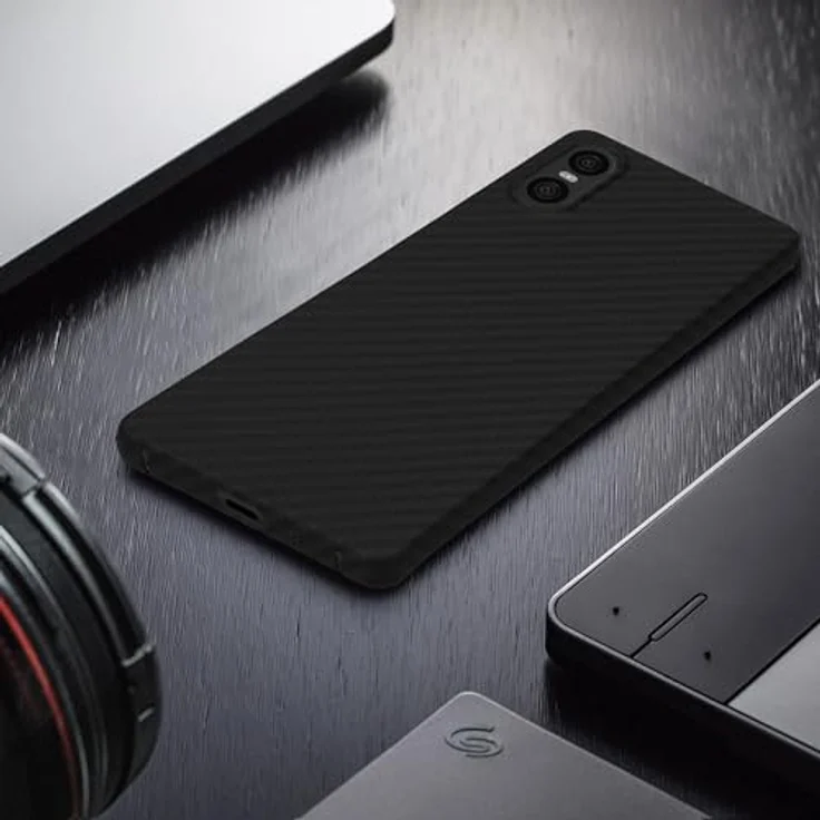 kalibri Schutzhülle kompatibel mit Sony Xperia 10 VI - Aramid Carbon Backcover - Schwarz matt - Robuste Handyhülle – Bild 2