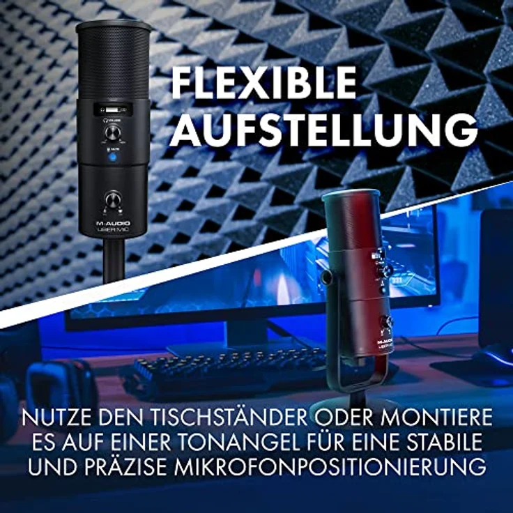 M-Audio Uber Mic - Professionelles USB Mikrofon mit wechselbarer Richtcharakteristik für YouTube, Podcast, Gaming und die Musik Produktion – Bild 5