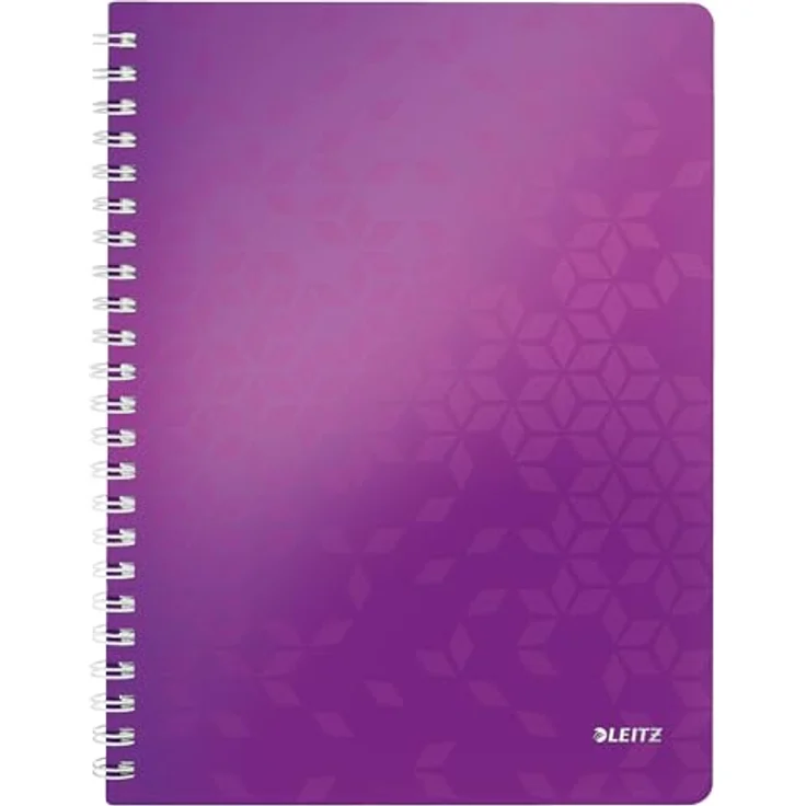 LEITZ Collegeblock WOW 4638, A4 kariert, FSC-Papier, mit PP-Einband und herausnehmbarem Lineal, 80 Blatt – Bild 1