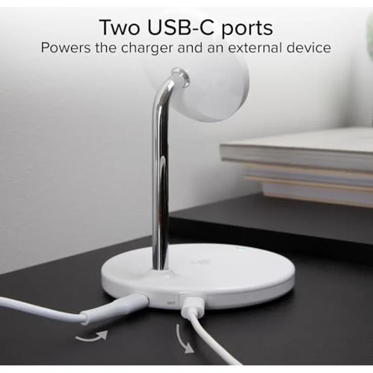 SBS Vertikale kabellose 2-in-1-Ladestation für iPhone und Android-Handys, Wireless Charger mit 15 W, Weiss – Bild 3