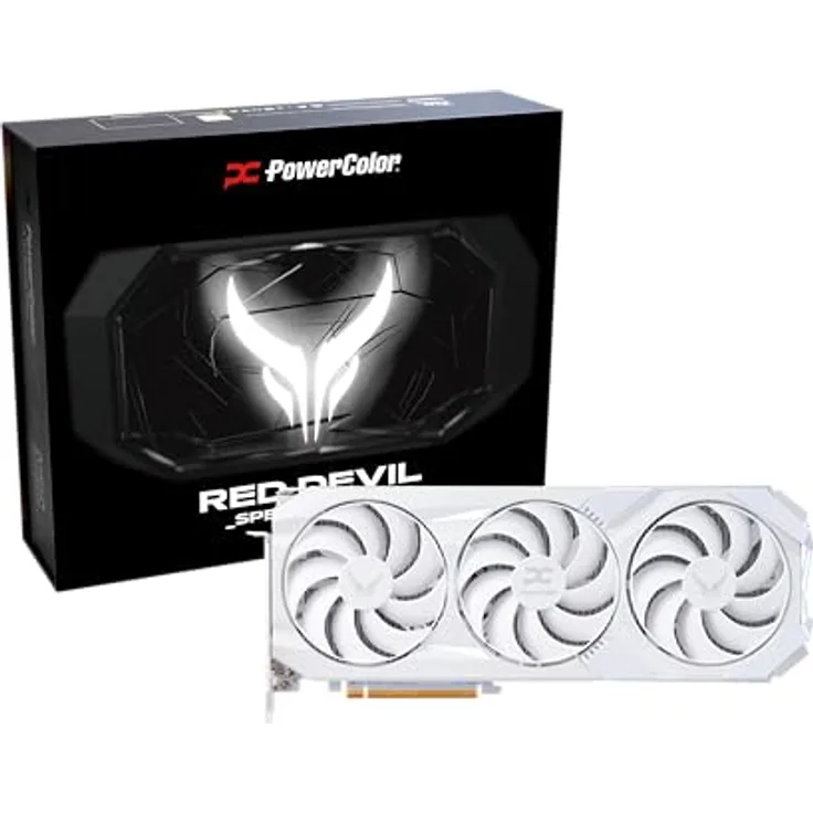 PowerColor Radeon Red Devil Spectral White RX 9070 XT 16GB GDDR6 Grafikkarte, 3 x HDMI 2.1, 3 x DisplayPort 2.1a