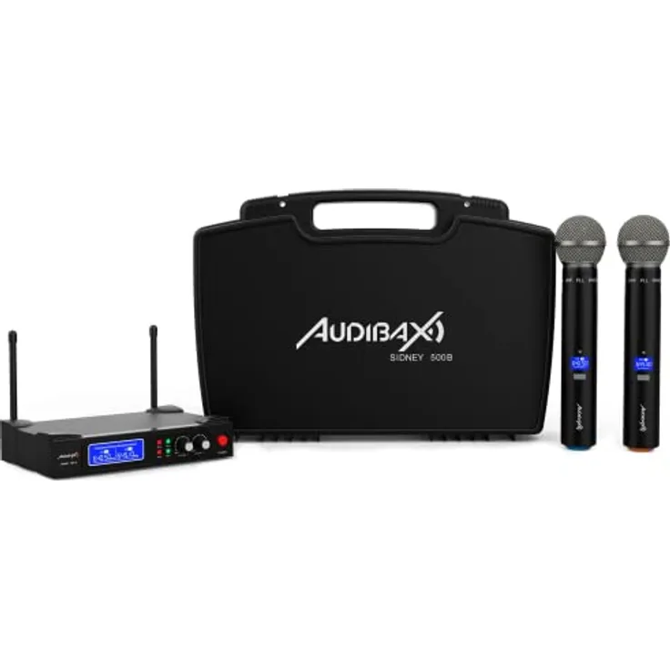 Audibax Sidney 500 B Micrófono Inalámbrico Profesional UHF Doble Mano + Maleta