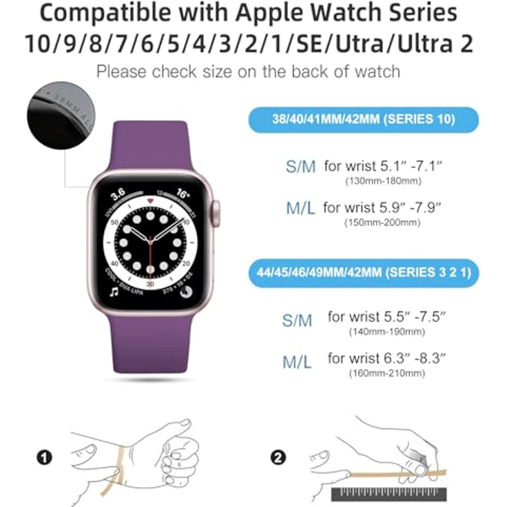 CeMiKa Silikon Sportarmband für Apple Watch 45mm 46mm 44mm 42mm 49mm, kompatibel mit iWatch Series 11-1 SE SE3, hautfreundlich, Pflaume – Bild 5