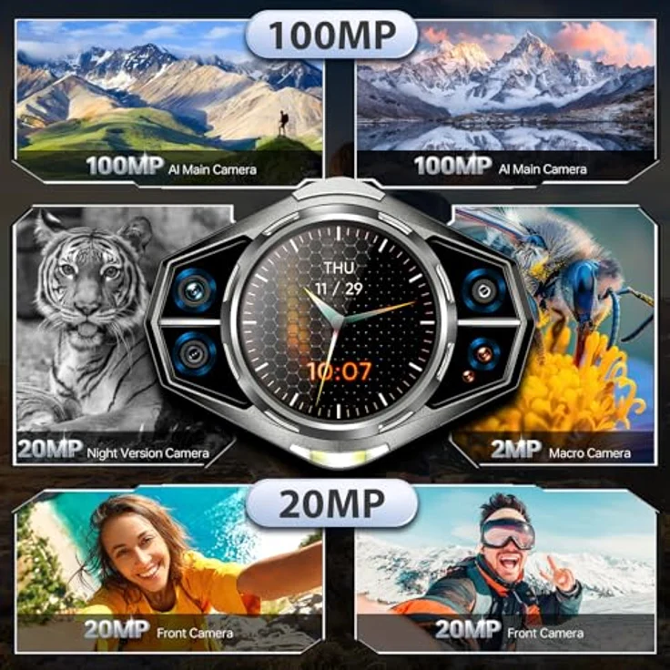 DOOGEE S200 Outdoor Smartphone 5G, 32GB RAM+256GB/2TB ROM, 6.72" FHD+ 120Hz, 100MP+20MP Nachtsicht, Dual SIM/NFC, Blau – Bild 3