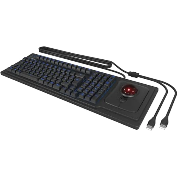 KeySonic KSK-8202ELU-T, mechanische Full-Size Tastatur mit Cherry MX Silent-Tasten, 46 mm Trackball, RGB-Hintergrundbeleuchtung, schwarz – Bild 2