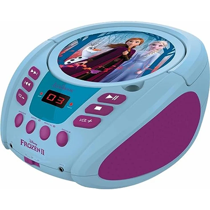 Lexibook Disney Frozen Die Eiskönigin Elsa Boombox CD-Player, AUX-Eingangsbuchse, AC-Betrieb oder Batterie, Blau-Weiß , RCD108FZ-10 (neues Design) – Bild 4