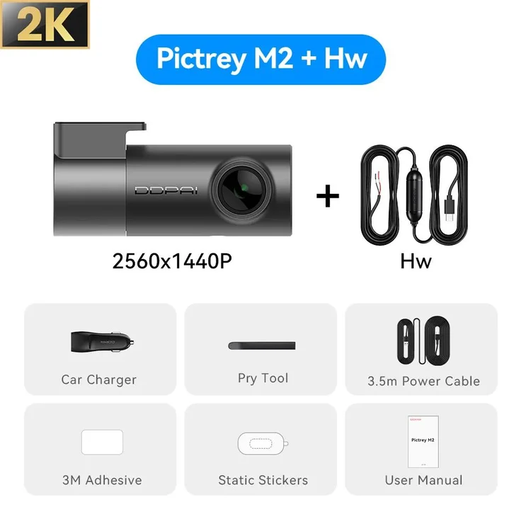 StarTech Pictrey M2 n Hw Dashcam, 2K 2560x1440, 330° drehbar, intelligente Sprachsteuerung, Nachtsicht, 24-Stunden-Parküberwachung, ohne Speicherkarte