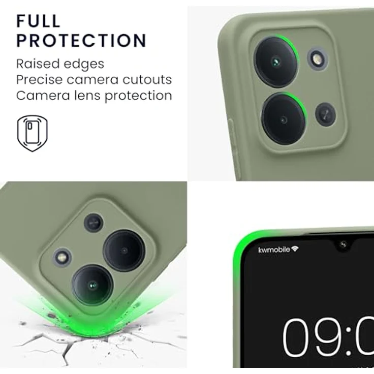kwmobile Handyhülle für Xiaomi Redmi 15C / Poco C85, weiche Silikon Hülle in Graugrün, elastisch und rutschfest mit präzisen Ausschnitten für Knöpfe und Kamera – Bild 3