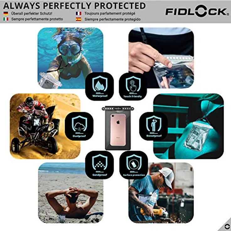 Fidlock DryBagMedi wasserfeste Handyhülle mit genialem Magnetverschluss wasserdichte Handytasche Handy Wasserschutzhülle wasserfeste Handytasche wasserdichte Handyhülle wasserdichte Hülle – Bild 3
