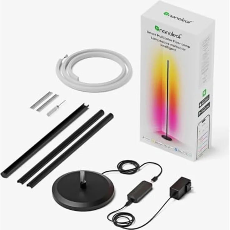 Nanoleaf Matter Smart Stehlampe, RGB IC LED Floor Lamp, Dimmbar, Musik Sync, App & Sprachsteuerung, für Wohnzimmer und Schlafzimmer Gaming Deko
