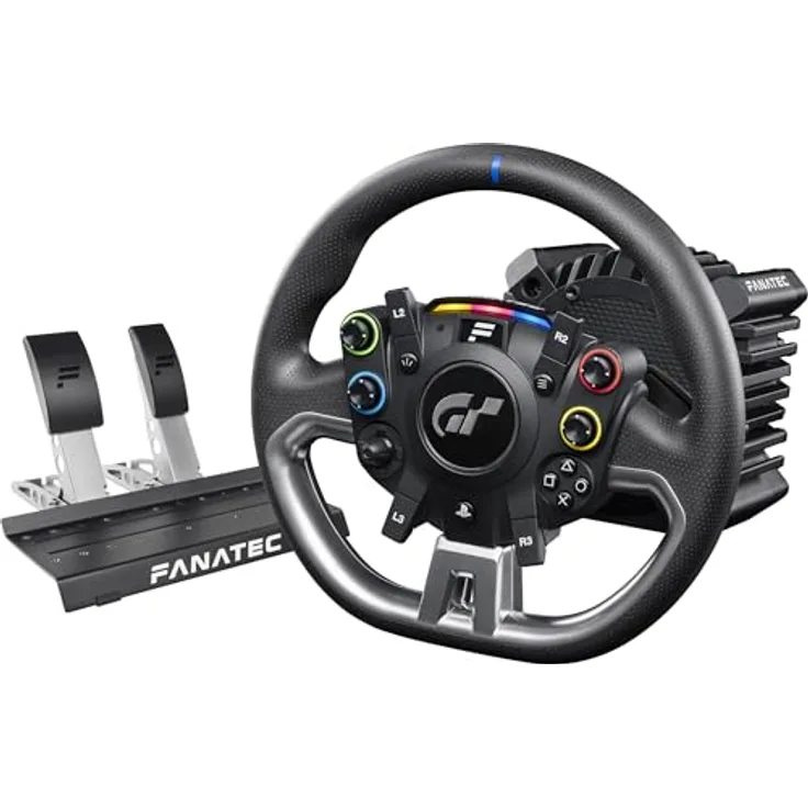 FANATEC Gran Turismo DD Pro, Offiziell lizenziertes PlayStation Sim Racing Lenkrad mit 5 Nm Direct-Drive, zwei Pedalen, Lenkraddesign von Polyphony Digital, Aluminium-Gehäuse