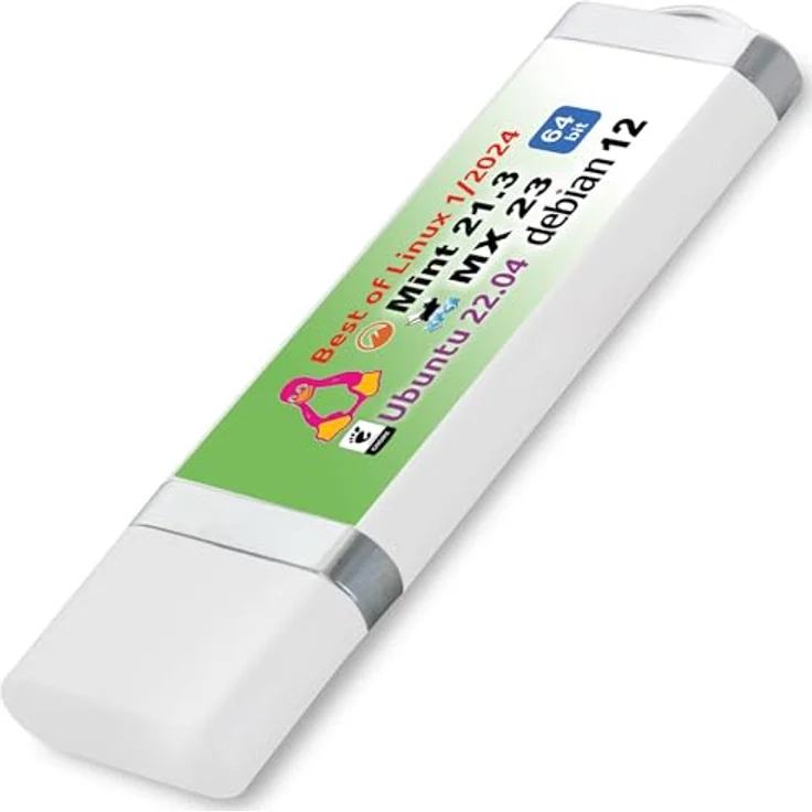 NEIF Software Best of Linux Edition 1/2024, USB-Stick mit Ubuntu 22.04, MX Linux 23, Debian 12 und Mint Cinnamon 21.3, 64-Bit, einfach zu installieren, ideal für Linux-Einsteiger – Bild 1