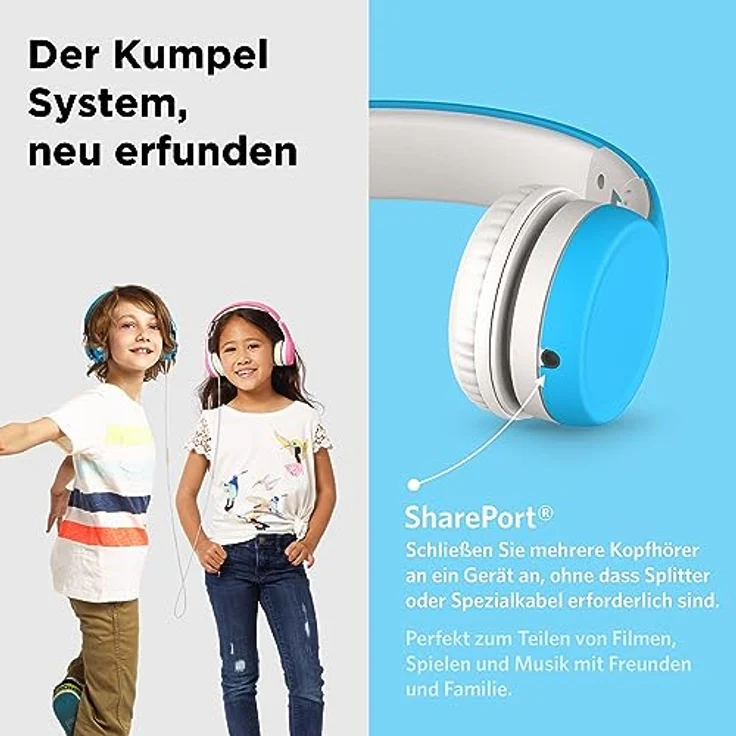 LilGadgets Connect+ Volume Begrenzte Wired Kopfhörer Mit Shareport Für Kinder Blau – Bild 7