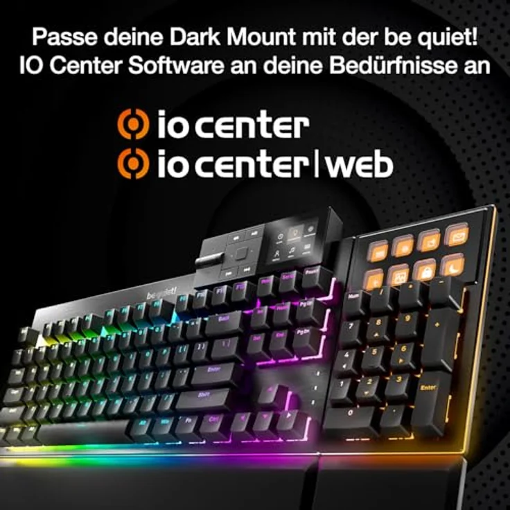 be quiet! Dark Mount Silent Tactile UK ISO Tastatur, 8 Display-Tasten, Media Dock, hot-swap-fähiger Nummernblock, PBT-Tastenkappen, RGB-Beleuchtung, schwarz – Bild 8
