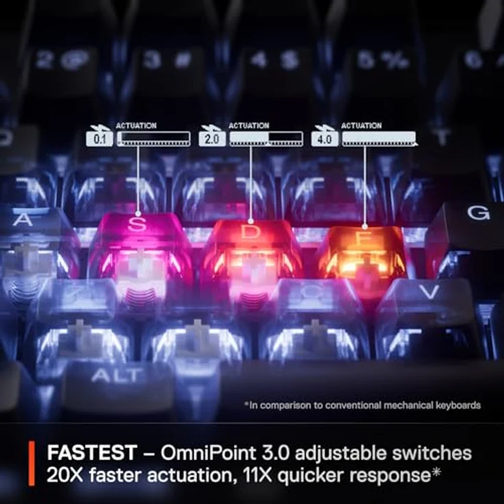 SteelSeries Apex Pro TKL Wireless Gen 3 OmniPoint 3.0 HyperMagnetic Switches, Rapid Trigger, Spielfertige Voreinstellungen, Schutzmodus, Rapid Tap/SOCD, Dual Wireless - Gaming-Tastatur, schwarz – Bild 5