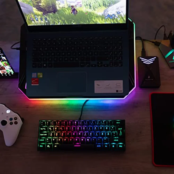Surefire Kingpin X1 60% Gaming Tastatur German, Gaming Multimedia Keyboard klein & mobil, RGB-Tastatur mit Beleuchtung, 25 Anti-Ghosting-Tasten, deutsches Layout QWERTZ – Bild 5