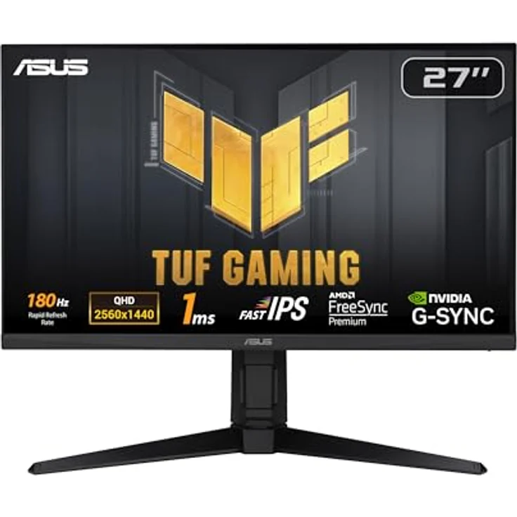 ASUS TUF Gaming VG27AQL3A 27 Zoll WQHD Monitor - 180 Hz, 1ms GtG, FreeSync, G-Sync, Adaptive Sync, ELMB, DisplayHDR 400 - Fast-IPS Panel, 2560x1440, ergonomisch, Speaker – Bild 1