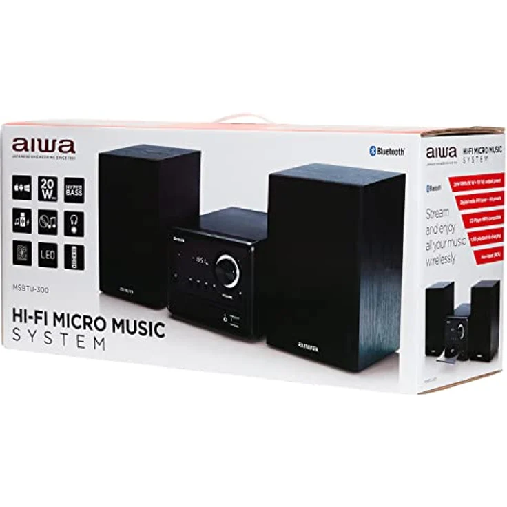 Aiwa MSBTU-300 schwarz Micro-HiFi-System 20W mit Bluetooth, CD, USB, FM-Radio, C – Bild 9