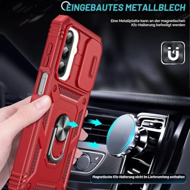 LeYi Kameraschieber Hülle für Samsung Galaxy A26 5G, Militärschutz Cover mit Schiebekamera Abdeckung, 2 Displayschutzfolien, Stoßfest, Rot – Bild 5