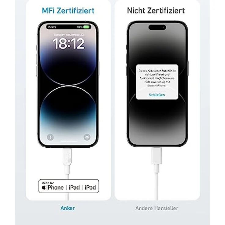 ANKER USB C auf Lightning Kabel, 310 USB-C auf Lightning Ladekabel (90cm), MFi zertifiziert, Schnellladekabel für iPhone 14 Plus 14 14 Pro Max 13 13 Pro 12 11 X XS XR (Ladegerät nicht enthalten) – Bild 4