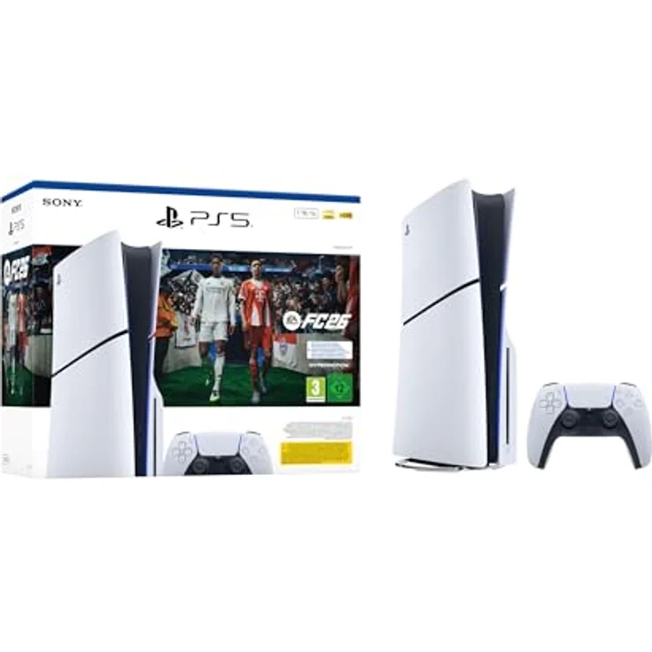 SONY PlayStation®5 Slim, 1TB Bundle mit EA SPORTS FC™ 26, leistungsstarke Hardware und elegantes Design in Schwarz und Weiß – Bild 1