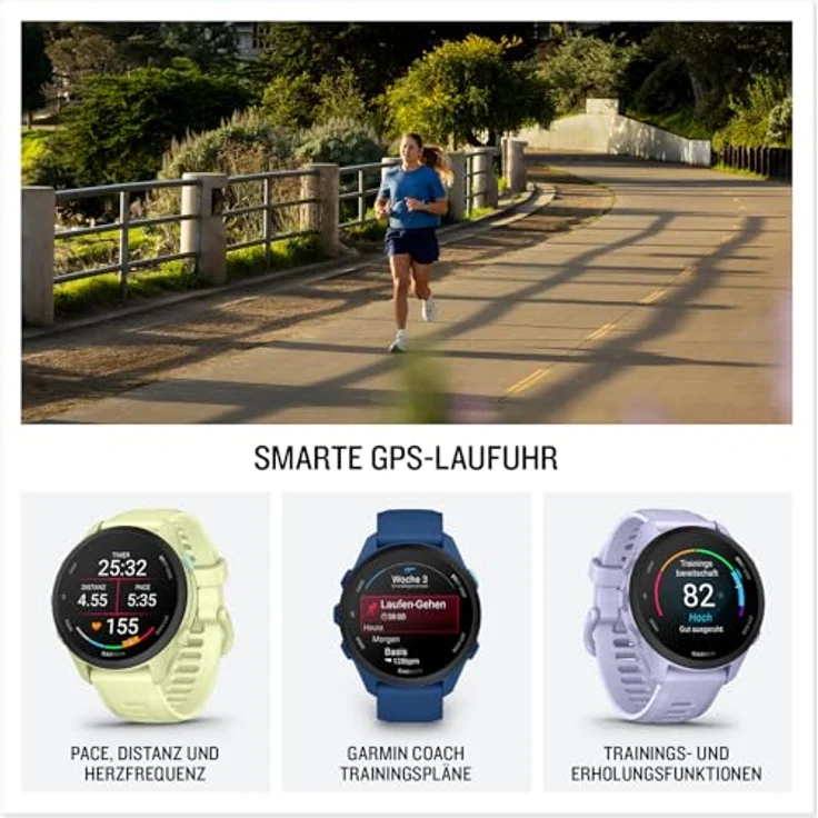 Garmin Forerunner 70, GPS-Laufuhr mit 20 mm Silikonarmband, AMOLED Touchdisplay, Fitness- und Gesundheitsfunktionen – Bild 2