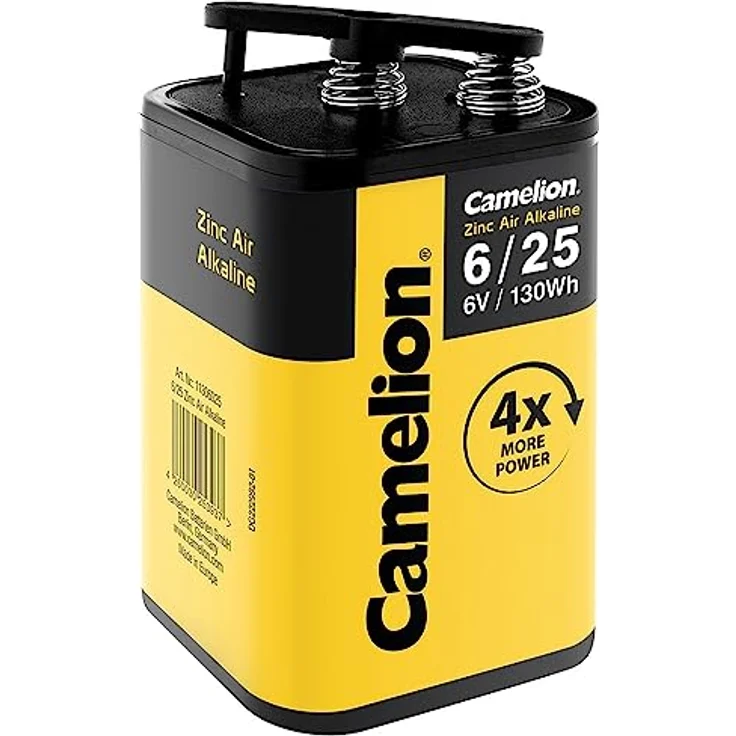 Zinc Air Alkaline 4LR25 6 Volt, 25Ah, 130Wh, Batterie mit bis zu 4mal mehr Leistung als die Standard 4R25 – Bild 1
