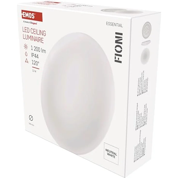 EMOS LED Panel FIONI 12 W, runde 1200 lm Deckenleuchte, IP44 wasserdicht, neutralweiß 4000K, 25,5 cm Durchmesser – Bild 1