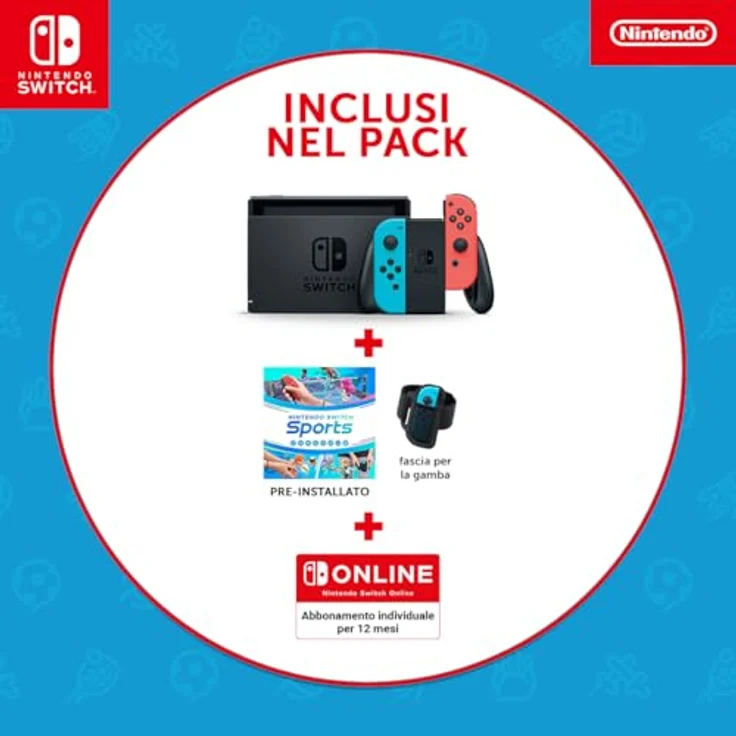 Nintendo Switch V2, Spielkonsole mit Nintendo Switch Sports Set, rot/blau, inklusive Joy-Con und 12 Monate Nintendo Switch Online Mitgliedschaft – Bild 2