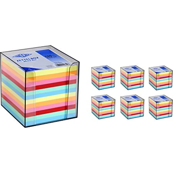 WEDO Notizzettel Zettelbox rauchglas, für Papiergröße 90x90 mm, inkl. 700 farbige Blätter, bruchfestes ABS Kunststoff