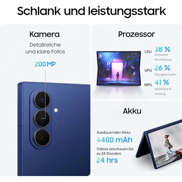 Samsung Galaxy Z Fold 7 AI, Faltbares Smartphone mit 200 MP Kamera, 256 GB, 12 GB RAM, Android, JetBlack – Bild 4