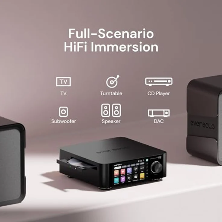 Eversolo Eversolo Play CD-Edition Kompaktanlage mit CD-Spieler, Streaming Verstärker, 5,5 Zoll Touch-Display, Aluminiumgehäuse, 60W Leistung, Multi-Room-System – Bild 5