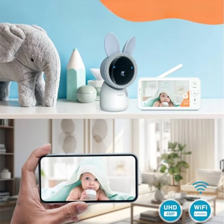 Arenti AINanny A4 Kit Plus, 4 MP Video-Babyphone mit 5 Zoll LCD-Bildschirm, Schwenk- und Neigefunktion, Auto-Tracking, inkl. Nachtsicht und Zwei-Wege-Audio – Bild 4